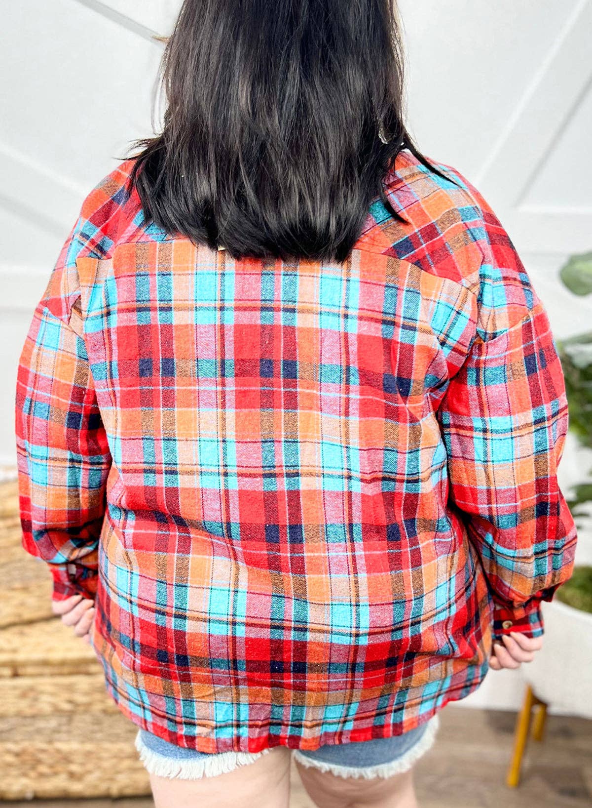 Plaid Buttoned Long Sleeve Shirt Plus Size