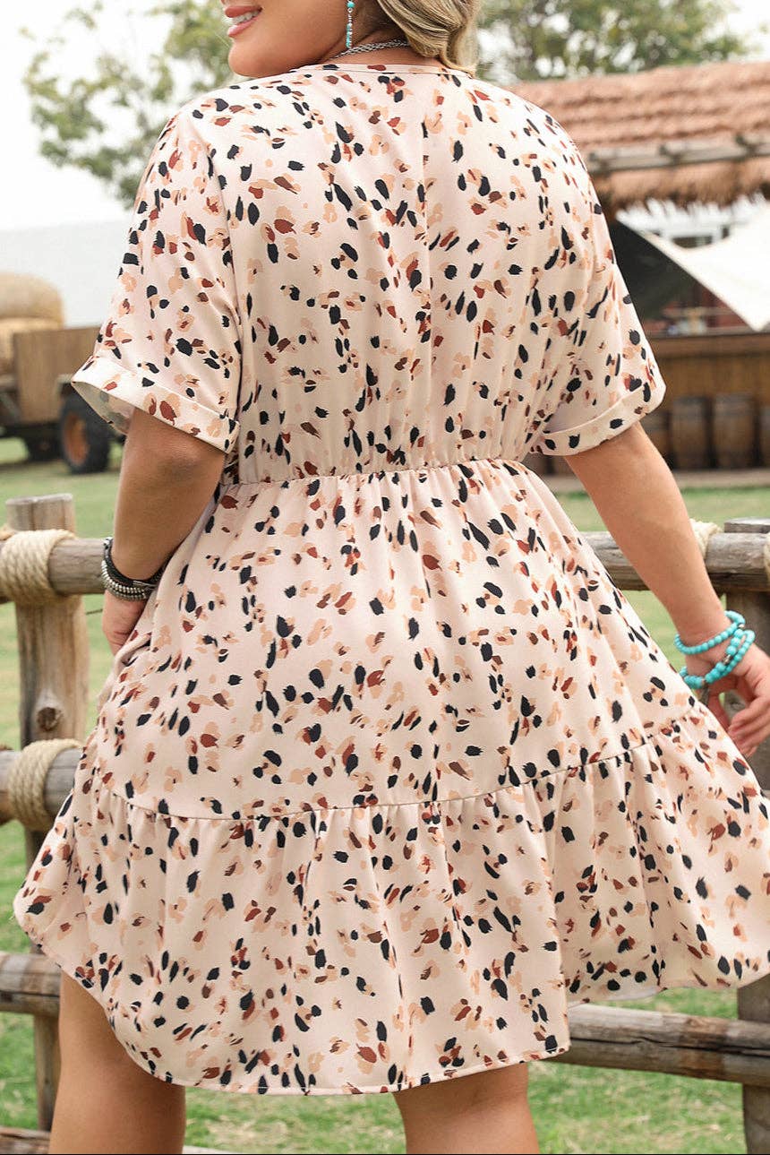 Plus Size Dotted Empire Waist Dress