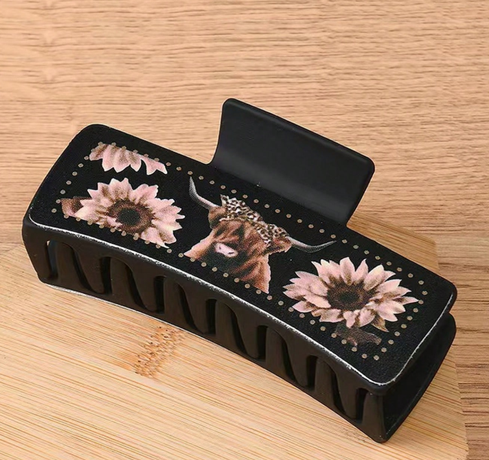 Vintage Western Style Large Plastic Claw Hair Clips Square