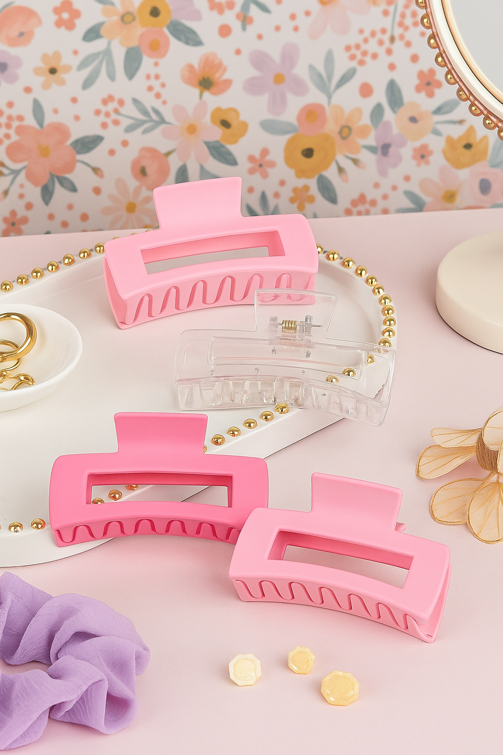 Matte Clear Square Large Plastic Hair Claw Clip