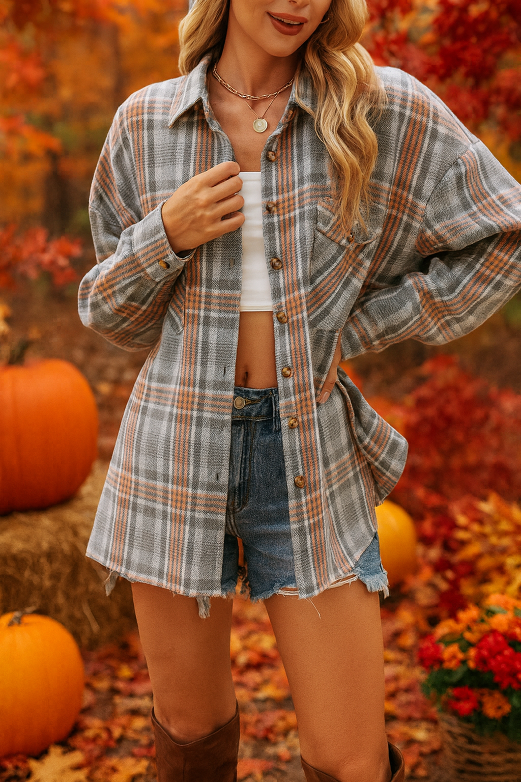 Fall-Essential Multicolored Plaid Long Sleeve Shirt