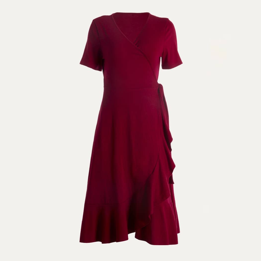 Minimalist Chic One-Piece Wrap Short Sleeve Midi Dress