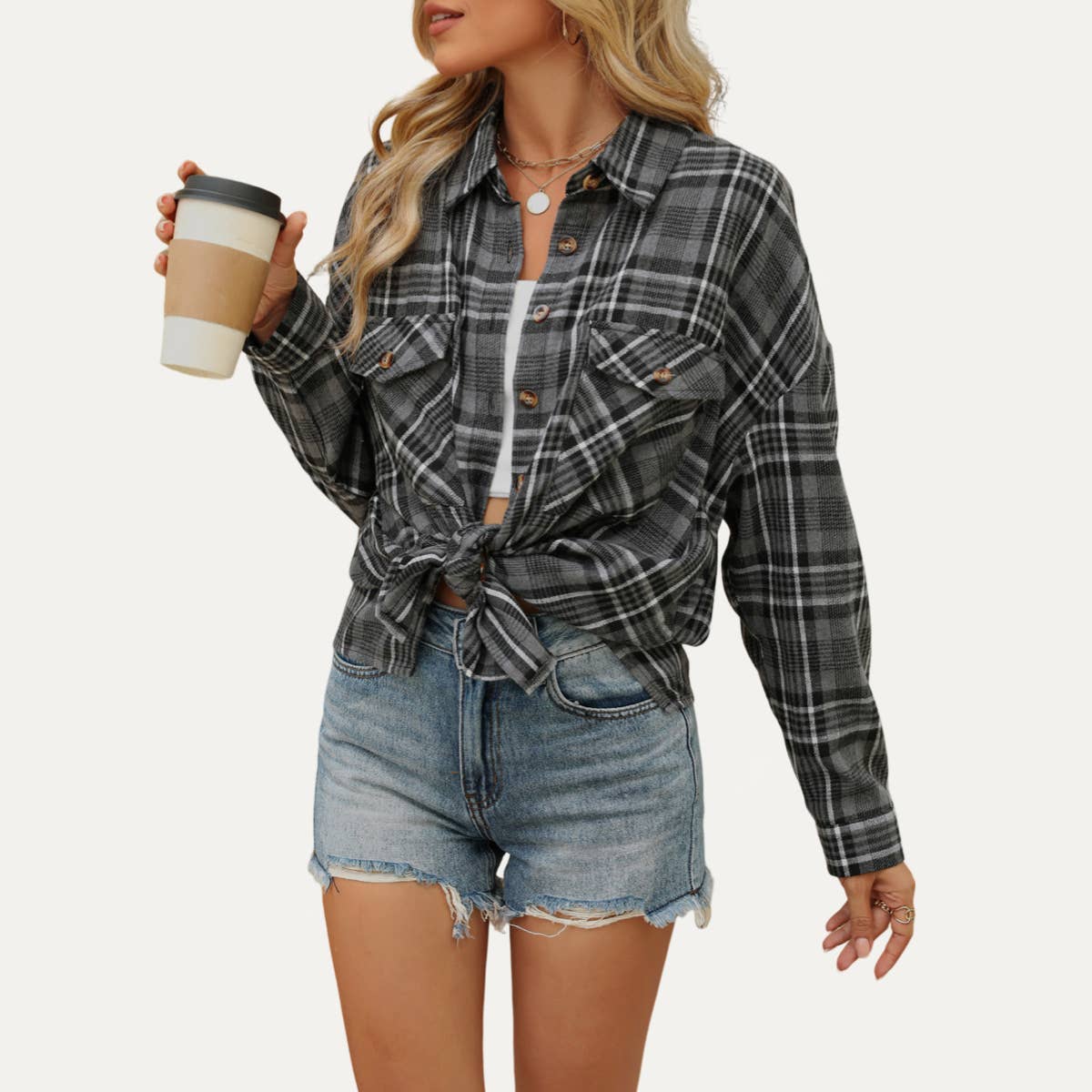 Fall-Essential Multicolored Plaid Long Sleeve Shirt