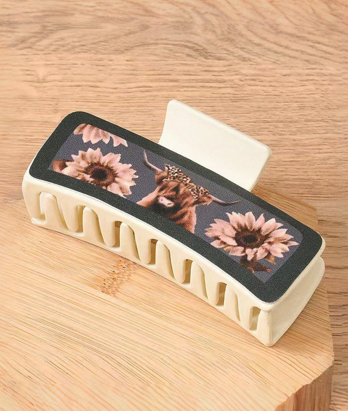 Vintage Western Style Large Plastic Claw Hair Clips Square