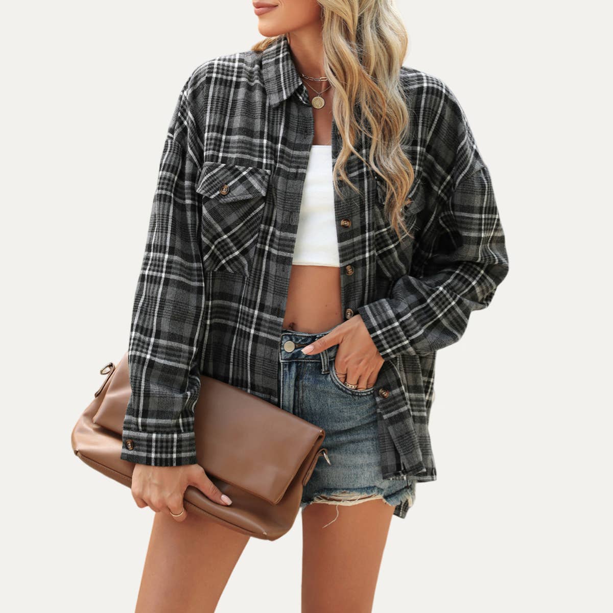 Fall-Essential Multicolored Plaid Long Sleeve Shirt
