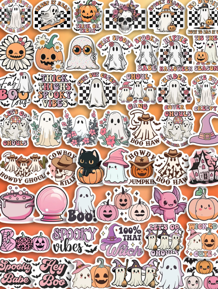 Retro Hippie Halloween Spooky Babe Stickers