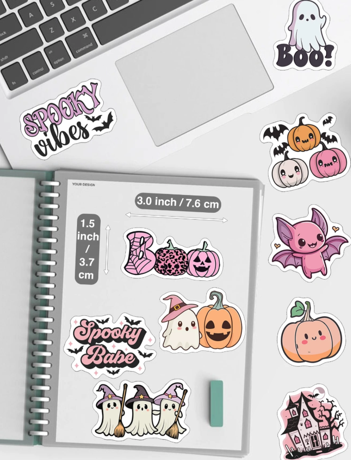 Retro Hippie Halloween Spooky Babe Stickers
