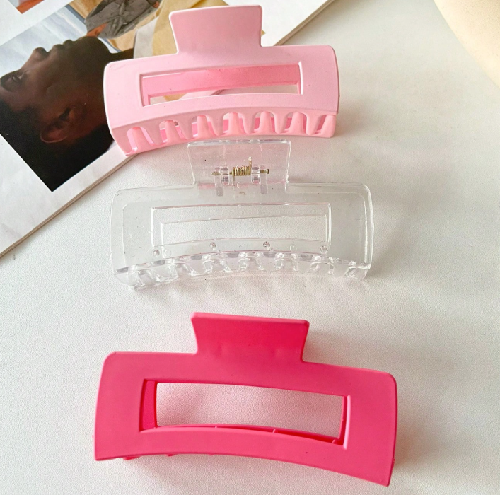 Matte Clear Square Large Plastic Hair Claw Clip