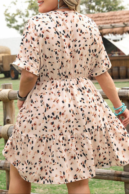 Plus Size Dotted Empire Waist Dress