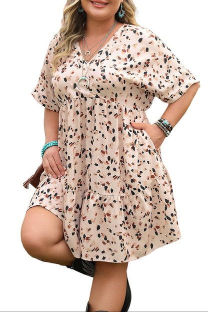 Plus Size Dotted Empire Waist Dress