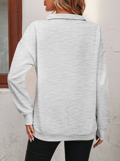 Semi-zipper Long-sleeved Sweatshirt