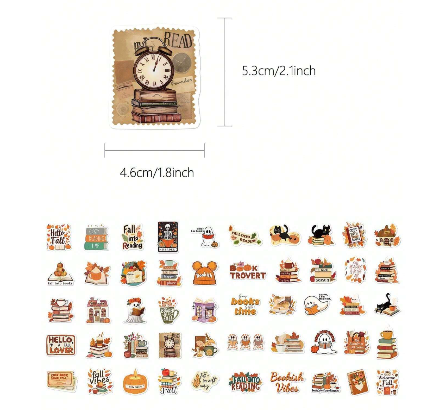 Fall Book Theme Stickers - Small- Random Design