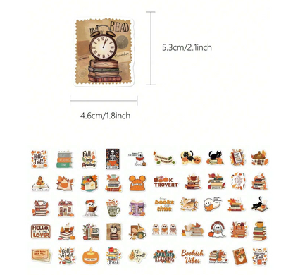 Fall Book Theme Stickers - Small- Random Design