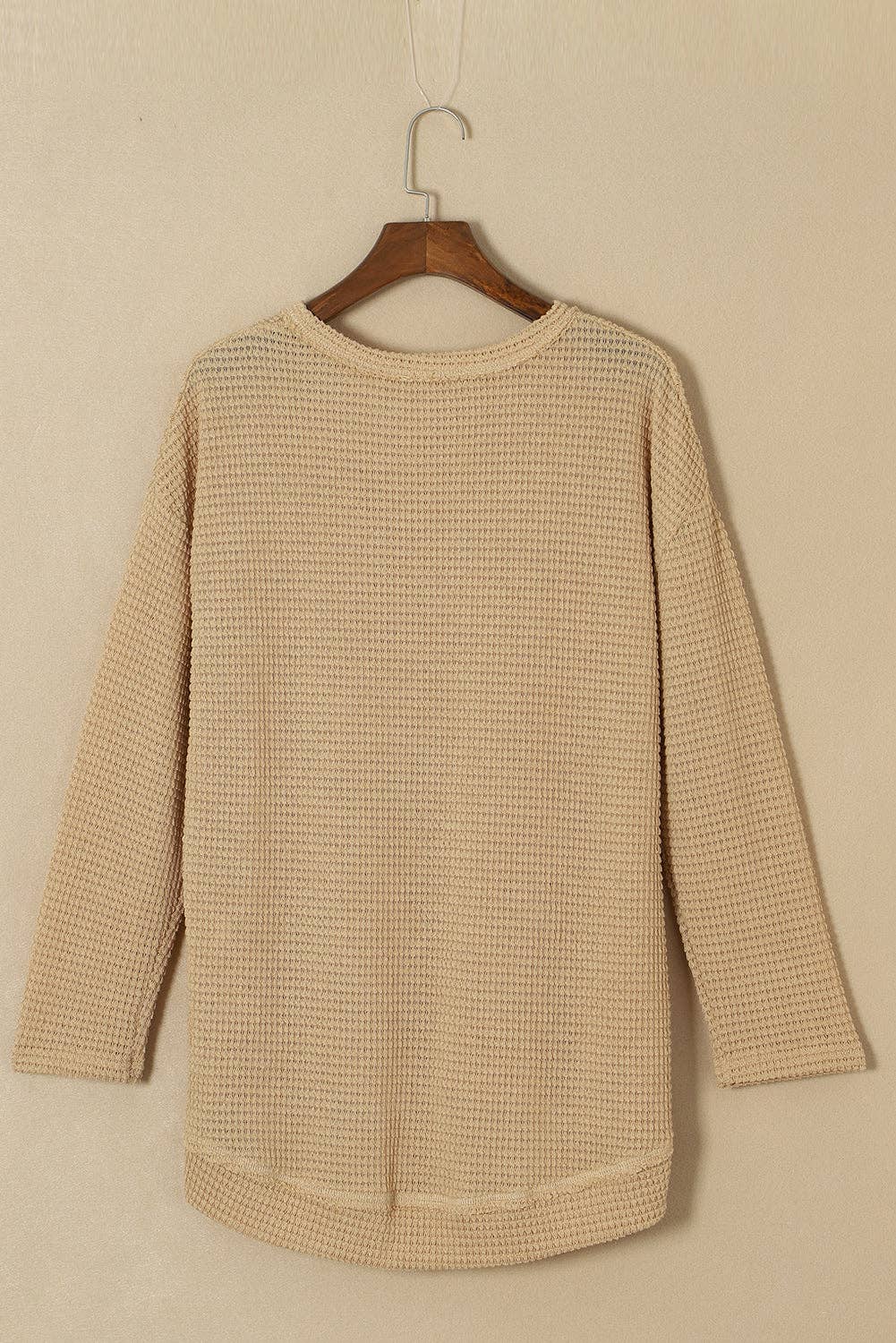 Waffle Knit High Slits Oversized Top