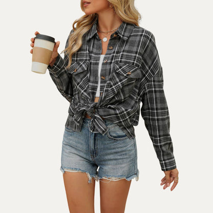 Fall-Essential Multicolored Plaid Long Sleeve Shirt