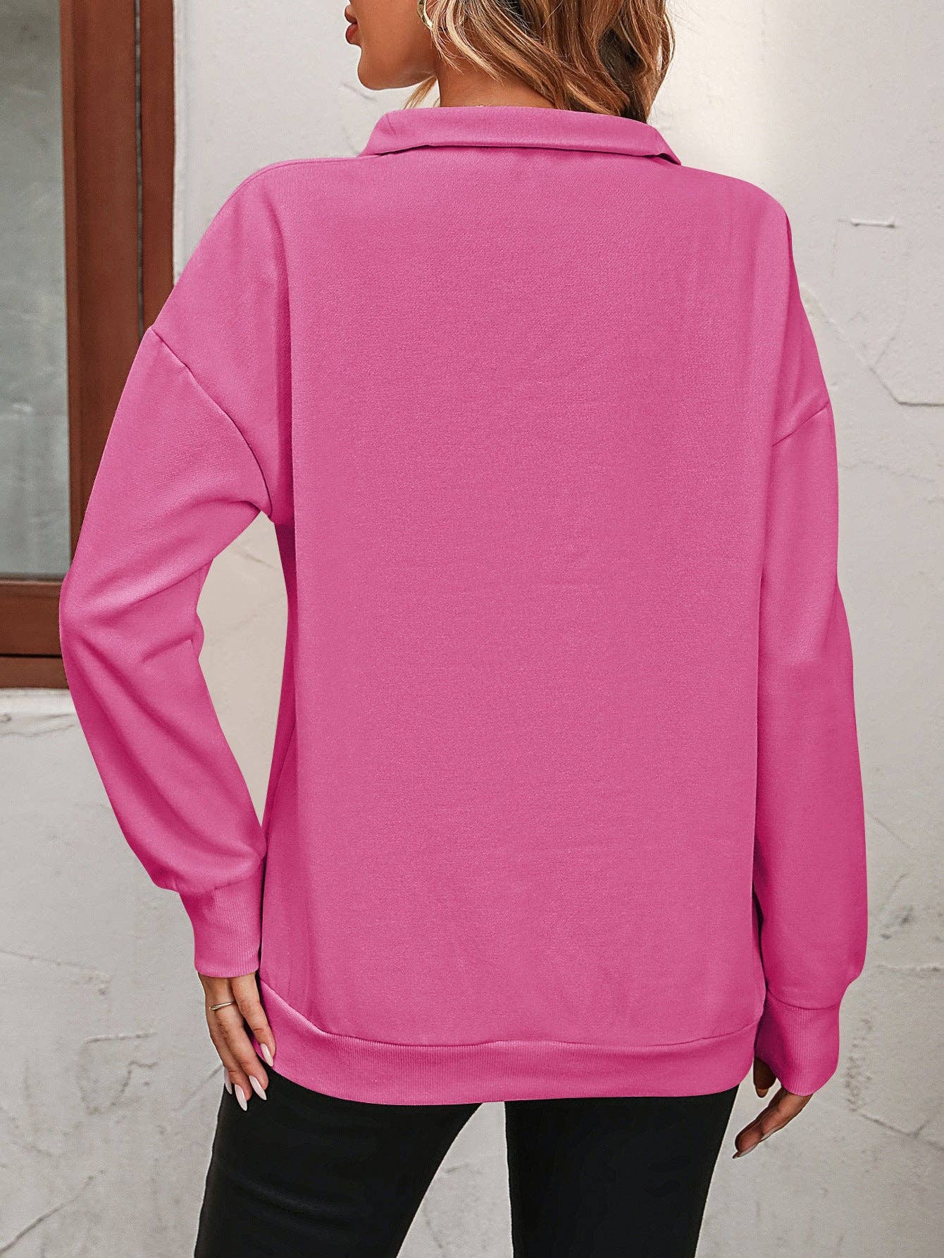 Semi-zipper Long-sleeved Sweatshirt