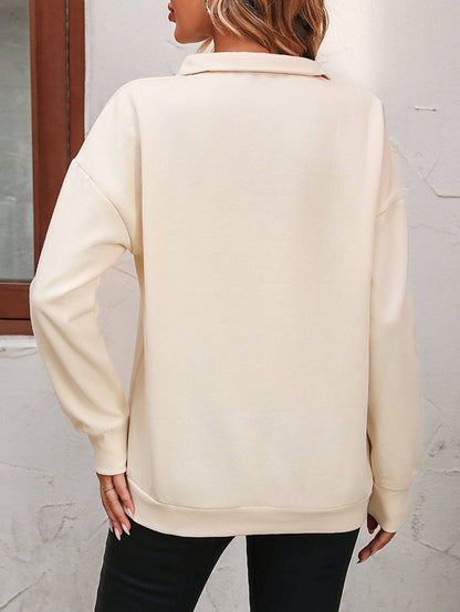 Semi-zipper Long-sleeved Sweatshirt