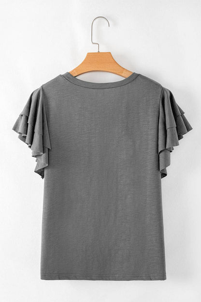 Plus Size Ruffle Short Sleeve Top