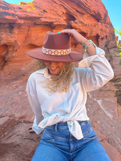 Geometric Band C.C Vegan Felt Hat VFE0005