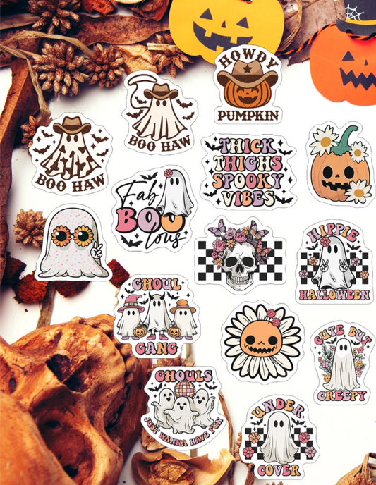 Retro Hippie Halloween Spooky Babe Stickers