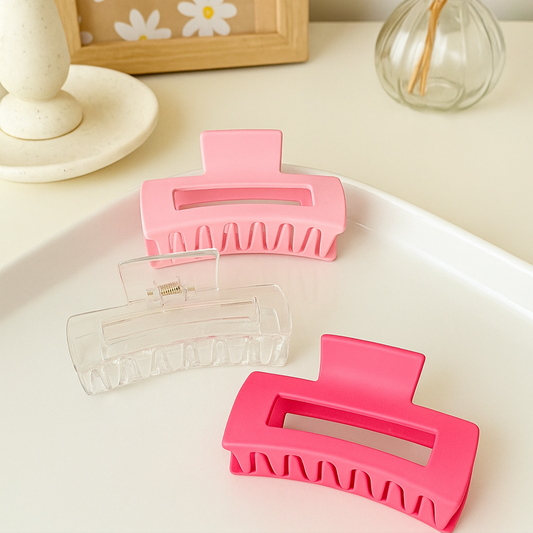 Matte Clear Square Large Plastic Hair Claw Clip