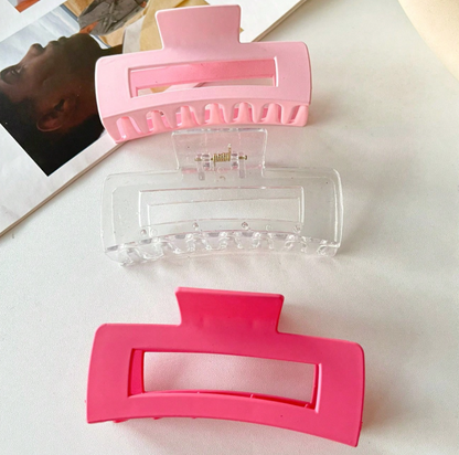 Matte Clear Square Large Plastic Hair Claw Clip