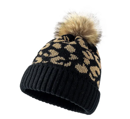 Wool Hat With Plush Pom Beanie