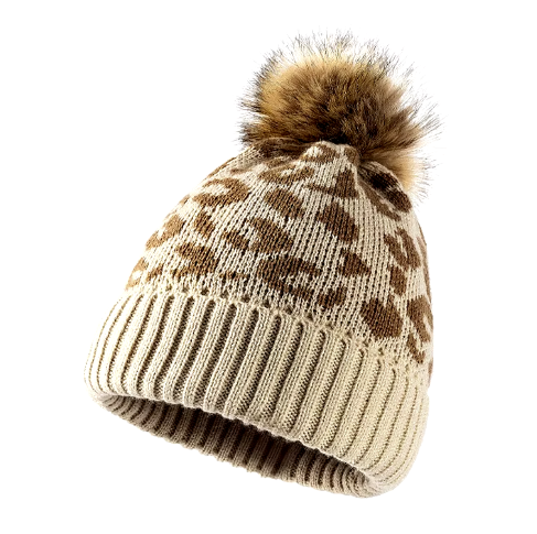 Wool Hat With Plush Pom Beanie