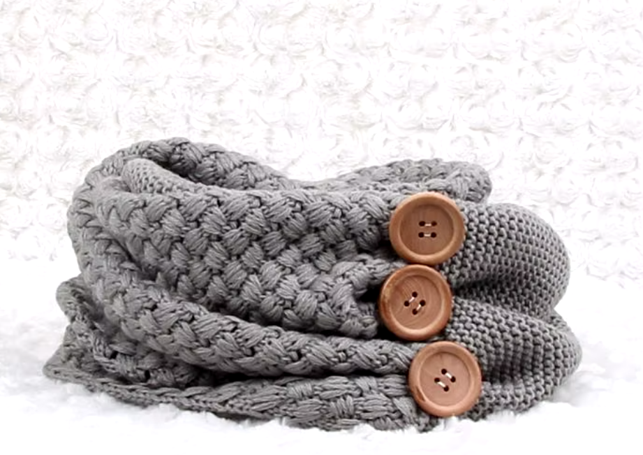 Winter Knit Scarf With Buttons